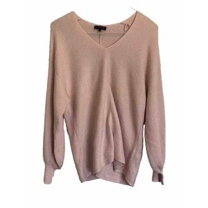 1. STATE Women's Pink V-Neck Ribbed Long Sleeve Pullover Sweater Size Small
